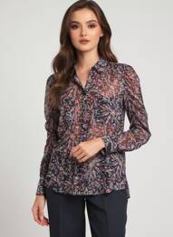 Cămașă imprimeu floral mâneci lungi negru BERENICE femme