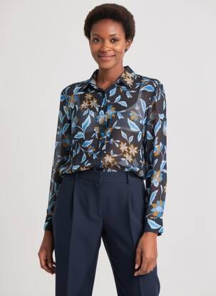 Cămașă imprimeu floral mâneci lungi albastru HARTFORD femeie