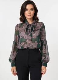 Bluză ușoară și transparentă mâneci lungi verde SUMMUM femme