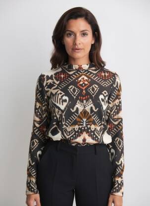 Top elasticitate mâneci lungi negru SUMMUM femeie