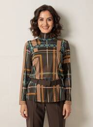 Top țesătură jersey mâneci lungi maro HIGH femme