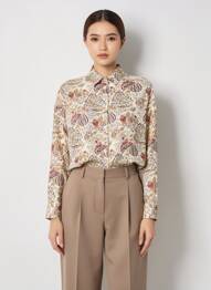 Cămașă imprimeu floral mâneci lungi bej JANE BLUE femme