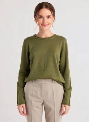 Pulover croială cambrată mâneci lungi verde TOMMY HILFIGER femeie