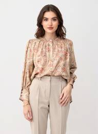 Cămașă imprimeu floral mâneci 3/4 bej SUMMUM femme