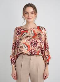Bluză imprimeu floral mâneci 3/4 portocaliu SUMMUM femme