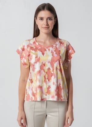Tricou imprimeu fantezie mâneci scurte roz HIGH femeie