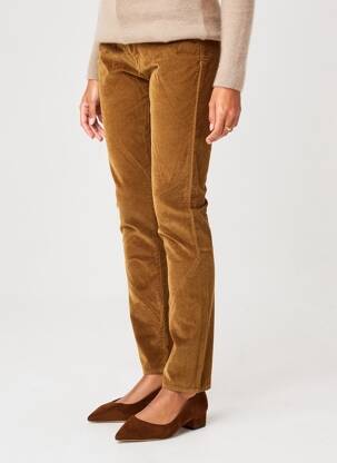 Pantalon slim talie înaltă talie înaltă maro HIGH femeie