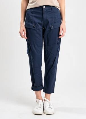 Pantalon cargo țesătură poplin mărime normală albastru HIGH femeie