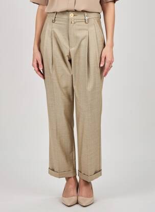 Pantalon drept țesătură crep talie înaltă bej HIGH femeie