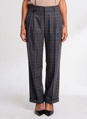 Pantalon drept țesătură crep talie înaltă albastru HIGH femeie