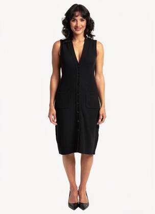 Rochie midi fără mâneci fără mâneci negru ANDIATA femeie