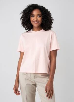 Tricou serigrafie flockată mâneci scurte roz ELISE CHALMIN femeie