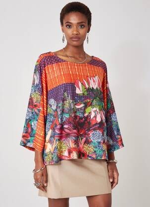 Top țesătură jersey mâneci lungi portocalie MARIE ANTOILETTE femeie