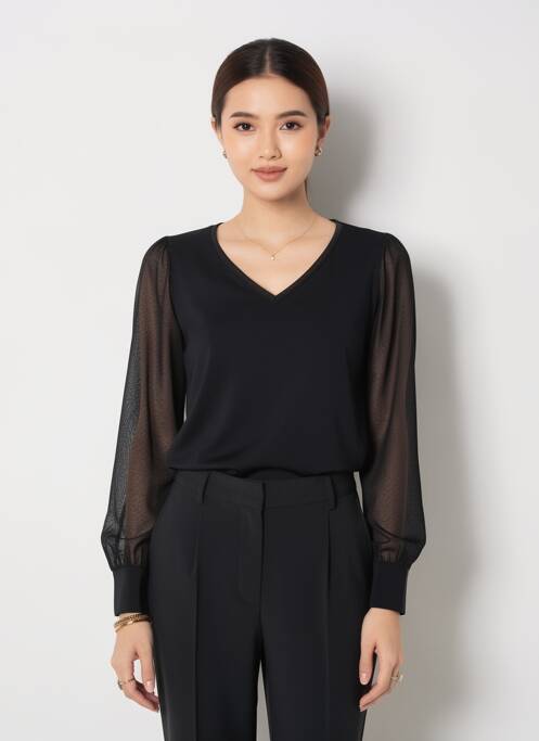 Top croială cambrată mâneci lungi negru BARILOCHE femme
