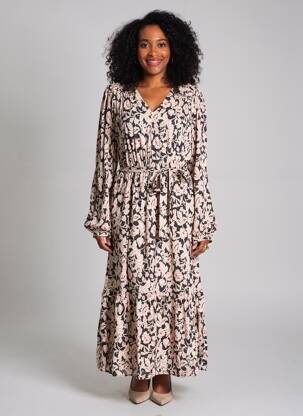 Rochie lungă mâneci lungi mâneci lungi negru C'EST BEAU LA VIE femeie