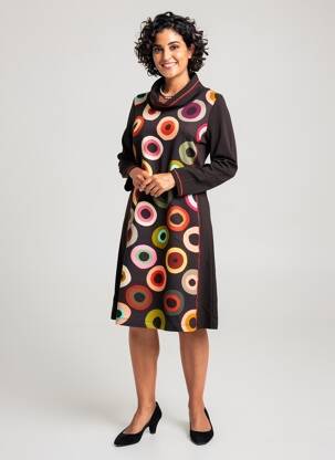 Rochie midi mâneci lungi mâneci lungi negru DOLCEZZA femeie