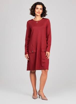 Rochie midi mâneci lungi mâneci lungi roșu SURKANA femeie