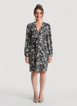 Rochie midi croială fluidă mâneci lungi negru MORGAN femeie