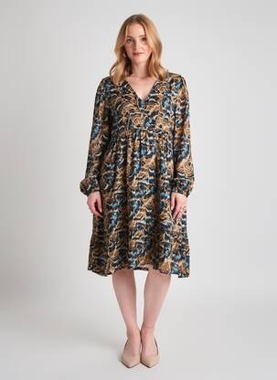 Rochie midi croială fluidă mâneci lungi maro LOLA ESPELETA femeie