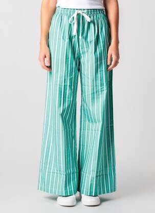 Pantalon larg țesătură poplin mărime normală verde SUNCOO femeie