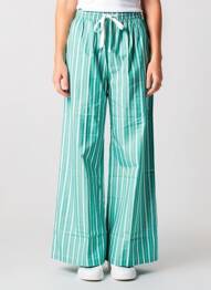 Pantalon larg țesătură poplin mărime normală verde SUNCOO femme