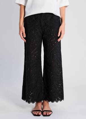 Pantalon larg închidere cu fermoar lateral negru SUNCOO femeie
