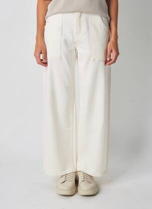 Pantalon larg închidere cu fermoar sub clapetă cu nasturi mărime normală bej SUNCOO femeie
