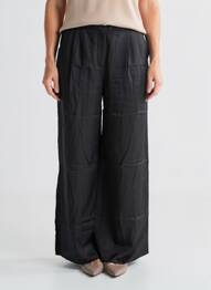 Pantalon larg închidere cu fermoar sub clapetă cu nasturi mărime normală negru AMERICAN VINTAGE femme