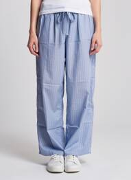 Pantalon larg țesătură poplin mărime normală albastru AMERICAN VINTAGE femme