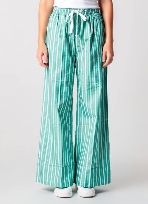 Pantalon larg țesătură poplin mărime normală verde SUNCOO femme