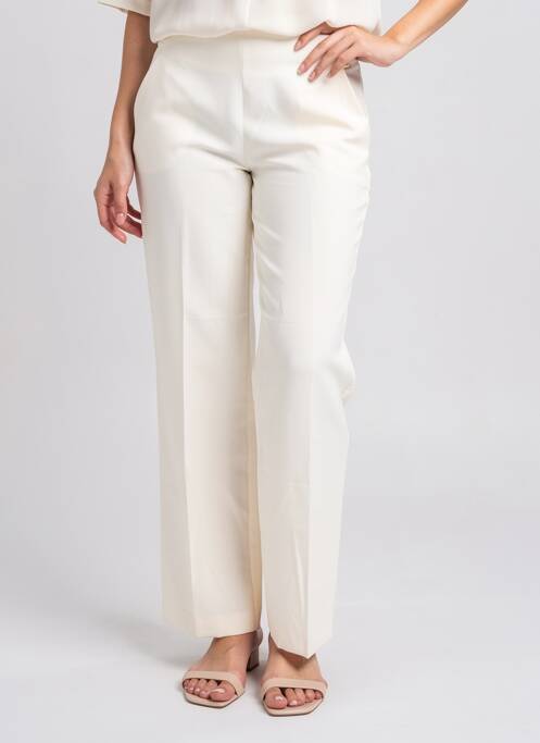 Pantalon drept țesătură crep talie înaltă bej KOCCA femme