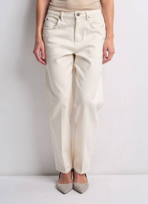 Pantalon drept închidere cu fermoar sub clapetă cu nasturi mărime normală bej AMERICAN VINTAGE femme
