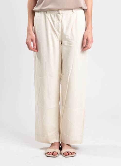 Pantalon larg închidere cu fermoar sub clapetă cu nasturi mărime normală bej AMERICAN VINTAGE femme