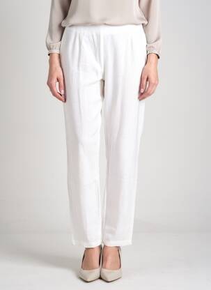 Pantalon drept țesătură crep talie înaltă bej KOKOMARINA femme