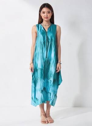 Rochie midi fără mâneci fără mâneci albastru OZAI N KU femeie
