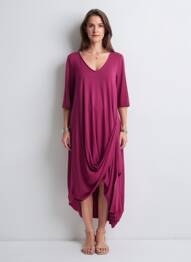 Rochie lungă guler în v mâneci 3/4 violet IZAC femme