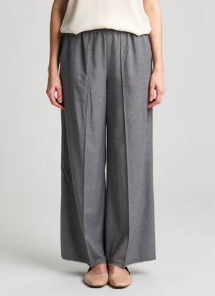 Pantalon larg talie cu cleme mărime normală gri OZAI N KU femeie