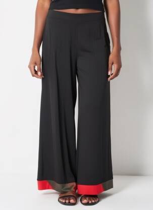 Pantalon larg buzunare mărime normală negru OZAI N KU femeie