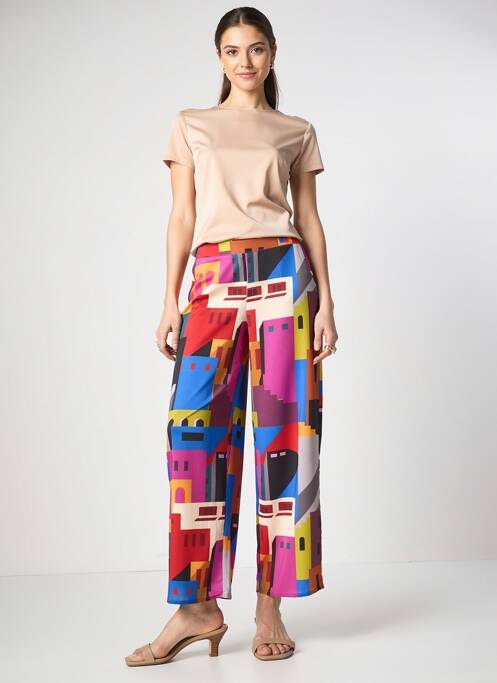 Pantalon larg țesătură crep mărime normală roșu KOZAN femme