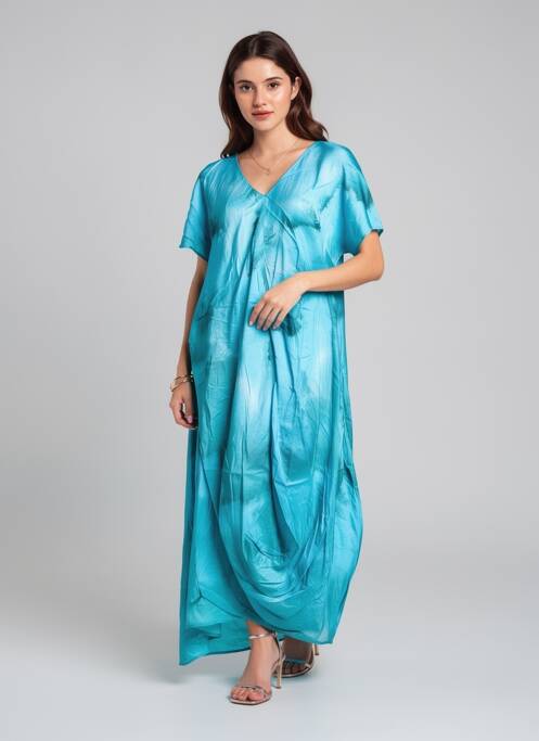 Rochie lungă mâneci scurte mâneci scurte albastru OZAI N KU femme