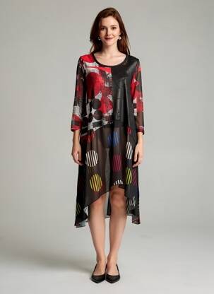Rochie midi mâneci 3/4 mâneci 3/4 negru KOZAN femeie
