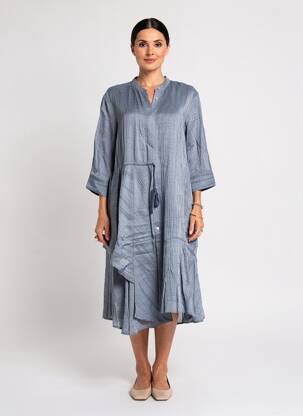 Rochie midi mâneci 3/4 mâneci 3/4 albastru CPC femeie