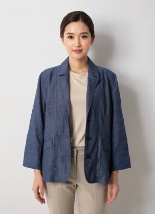 Jachete casual guler tip costum albastru CPC femeie
