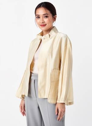 Jachete casual guler rotund bej CPC femeie