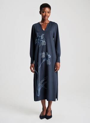 Rochie lungă mâneci lungi mâneci lungi albastru LA FEE MARABOUTEE femeie