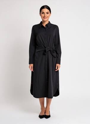 Rochie lungă țesătură poplin mâneci lungi negru ROBE LEGERE BY VERA MONT femeie