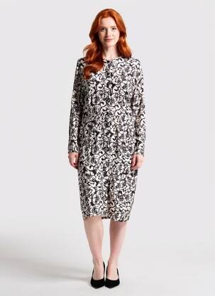 Rochie midi croială fluidă mâneci lungi negru HARRIS WILSON femeie