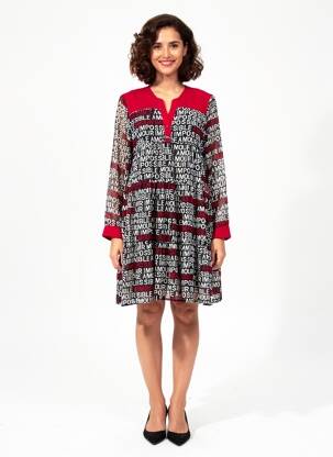 Rochie midi croială fluidă mâneci lungi roșu POUPÉE CHIC BY MERCEDES DE MIGUEL femeie