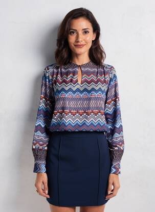 Bluză țesătură poplin mâneci lungi albastru LA FEE MARABOUTEE femeie