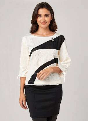 Top țesătură crep mâneci lungi bej ELISA CAVALETTI femeie